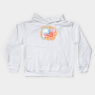 USA Flag Neon Style Kids Hoodie